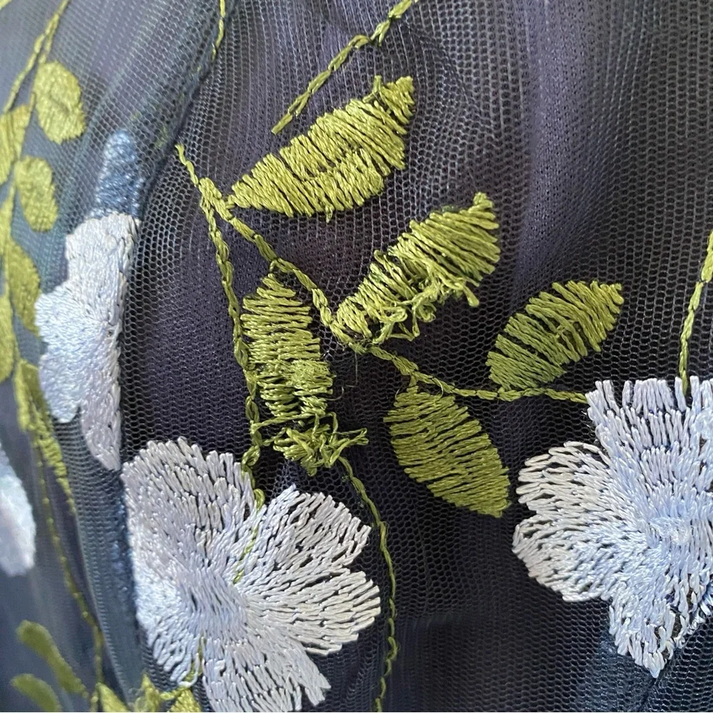 Gabby Skye Navy and Green Floral Midi Dress - Picture 7 of 10